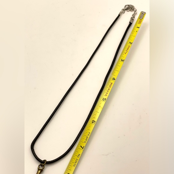 Bronze Tone Deer Antler Pendant on Black Cord Necklace 16” - Picture 5 of 7